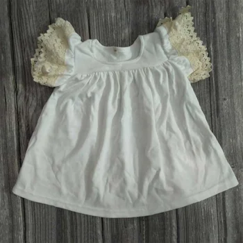 

Casual kids children baby girl summer style lace flying sleeves white O-neck dress clothing toddler design frock