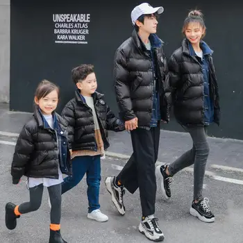 

Mother Daughter Coats Mom Dad Girls Cotton Padded Black Fashion Jacket Family Look Outfits Clothes