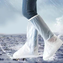 Reusable Water Proof Shoe Cover Long Length Slip-resistant Zipper Rain boots Overshoes Waterproof Rainy Days Useful Tools