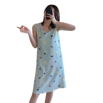 

Summer Korean Style Sweet &Lovely Nightgowns Kawaii Ladies Oversized Sleeveless Sleepwear Clothes