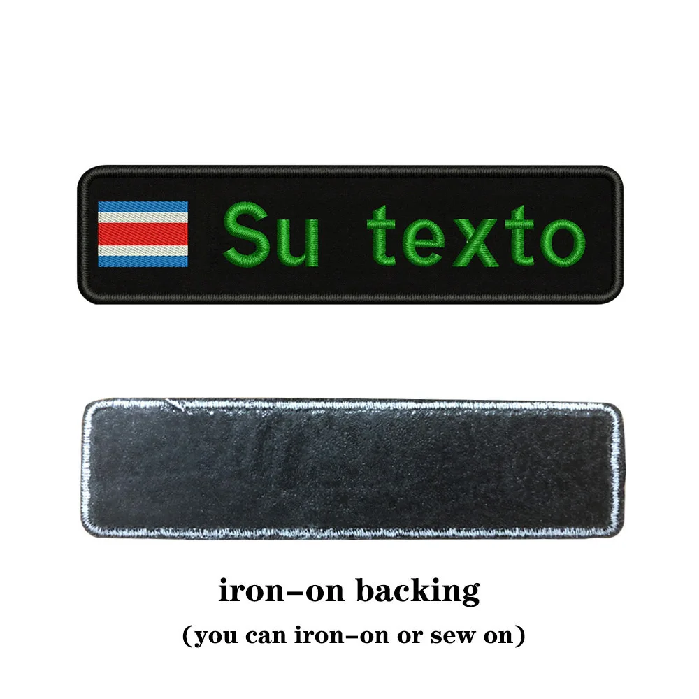 Custom Embroidery Costa Rica National Flag Text Patch 10cm*2.5cm badge Iron On Or Velcro Backing For Clothes Pants Backpack Hat - Цвет: green-iron on