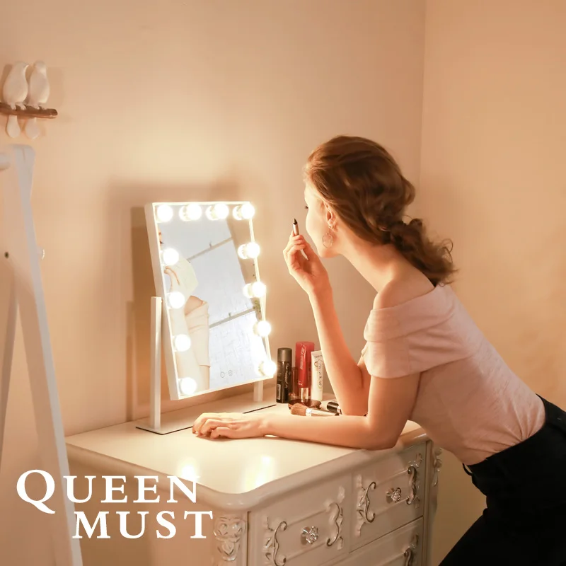 Голливудский стиль Макияж косметические зеркала с подсветкой зеркало с подсветкой с 9x3 Вт светодиодные лампы дизайн сенсорного управления