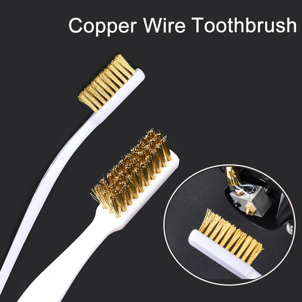 Copper Wire Brush 3D Printer Cleaner Tool Toothbrush Handle 3D Printer Cleaning Heater Block V6 Nozzle Hot Bed 3D Printer Parts