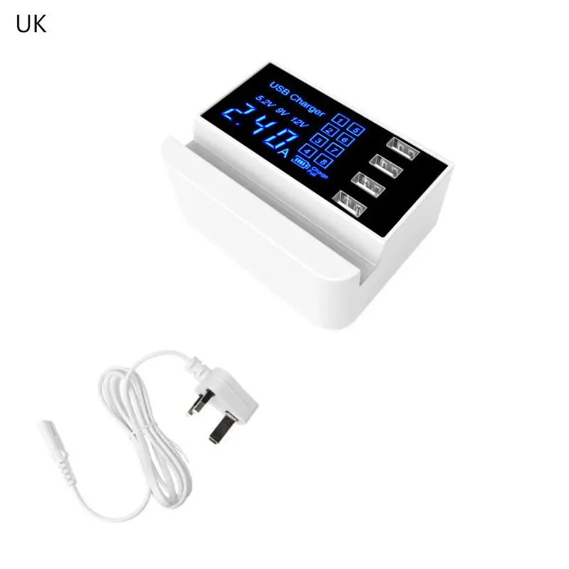 4 порта USB быстрая зарядная станция концентратор адаптер с ЖК-дисплеем смартфон зарядное устройство подставка держатель для iPhone samsung huawei Xiaom - Тип штекера: Великобритания
