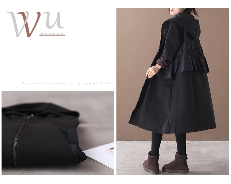 SuperAen осень-зима пальто для женщин корейский стиль размеры, Размеры Женская ветровка с капюшоном; Верхняя одежда модные женские туфли одежда