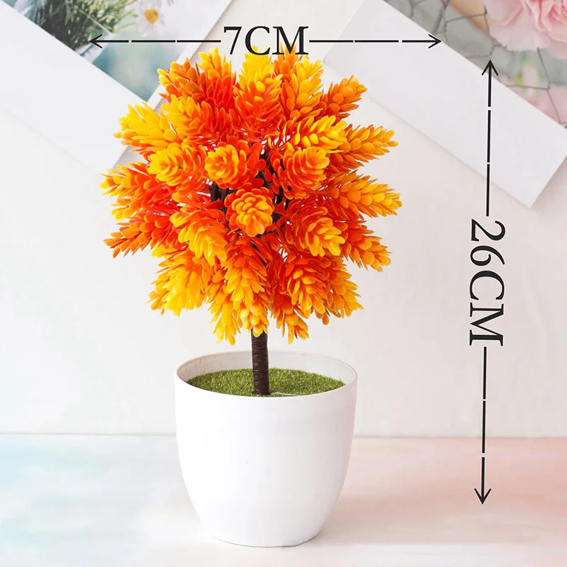 1× Plastic Artificial Fake Bonsai Potted Plant Ornament Home Office Garden Decor