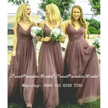 

Bohemia Long Bridesmaid Dresses Sexy Spaghetti Strap A Line 2020 Sukienki Na Wesele Damskie Wedding Guest Dress Gown