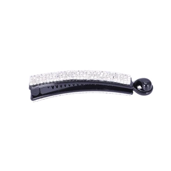 

Women Bling Rhinestone Decor Black Hair Holder Clip Banana Barrette:Black + silver