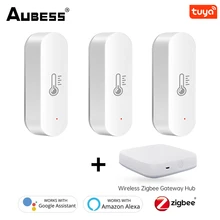 ZigBee Tuya Smart Temperature Humidity Sensor Battery Powered Smart Home Security Work With Alexa Google Home Gateway Required