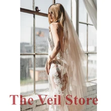 ISHSY шампанское 2 слоя Простой Тюль Свадебные вуали для невесты с расческой Румяна Voiles Mariage Courte velo de novia v731