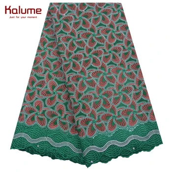 

Kalume Cyan African Swiss Cotton Lace Fabric 5 Yard Nigerian Swiss Voile Lace Fabric Stoned For Nigerian Sewing Party Dress 1925