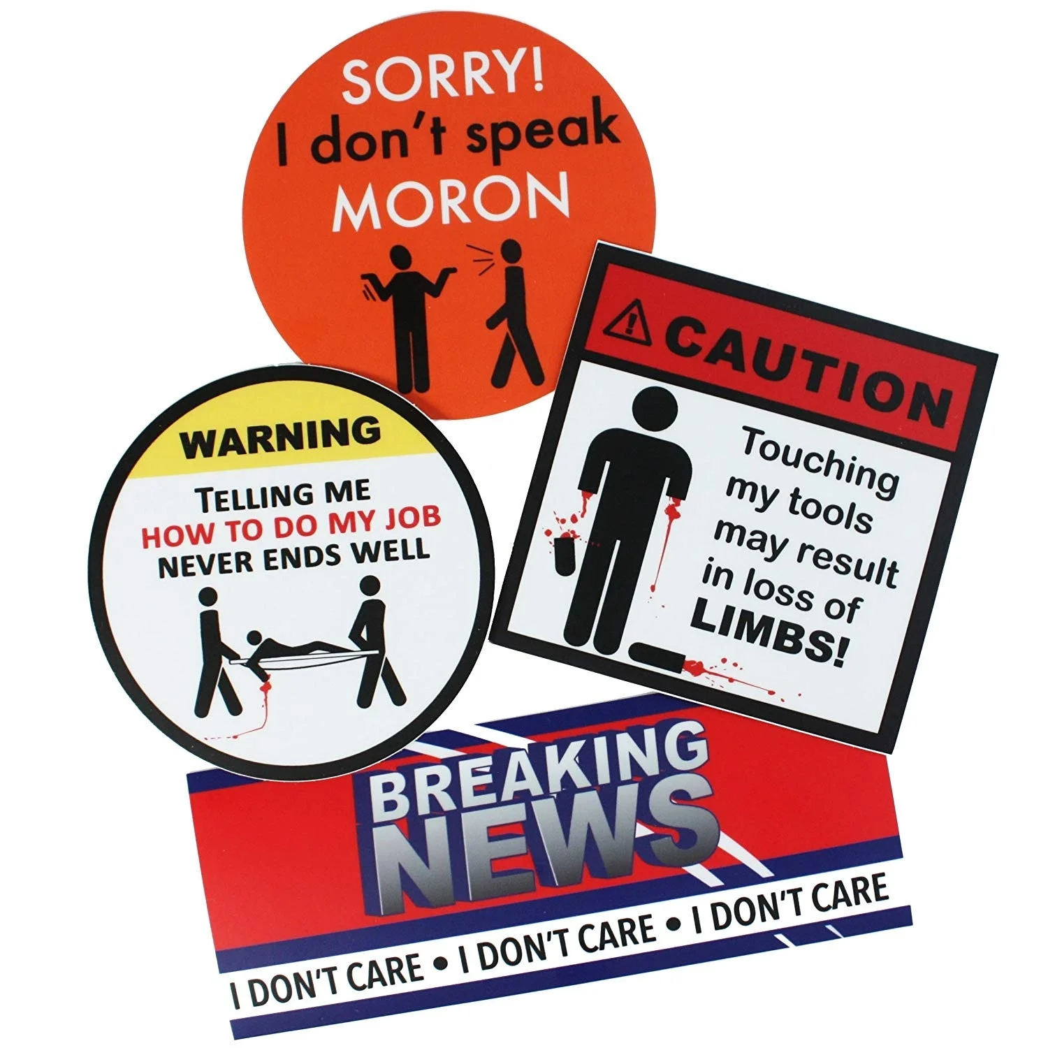 

American Redesign Funny Hard Hat Stickers Funny Tool Box Stickers for Guys, Toolboxes, Mugs, Tools, (4pk)