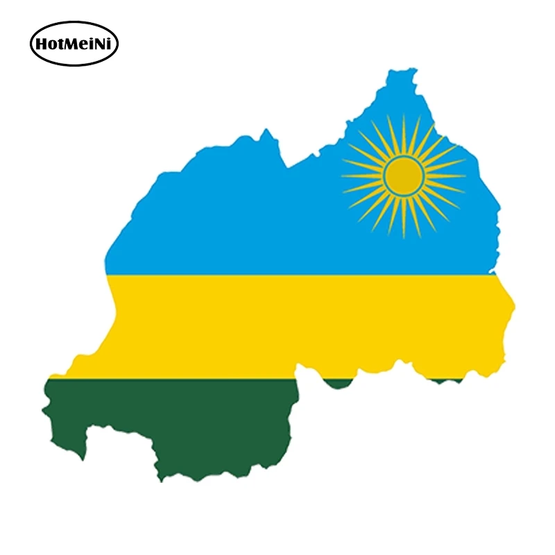 HotMeiNi 13cm x 11.7cm Car Styling Rwanda Map Flag Car Sticker Silhouette Helmet