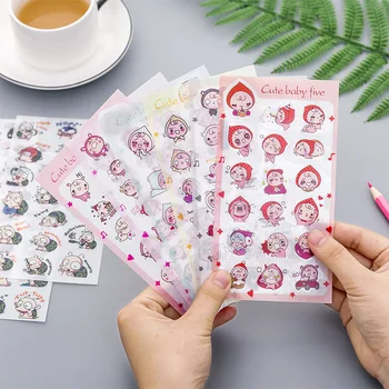 

6PCS/Pack Japan Korea Cartoon Stickers Album Snail Cat Pig Stickers Cute Decoration DIY Notebook Stationery Office Supplies