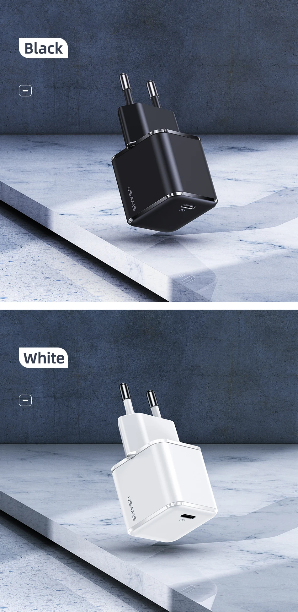 USAMS Super Si 25W PD Charger Super Fast Charger QC 3.0 2.0 USB Type C Charger 53 H9d62cc2ca0354939927af083b95e32eem