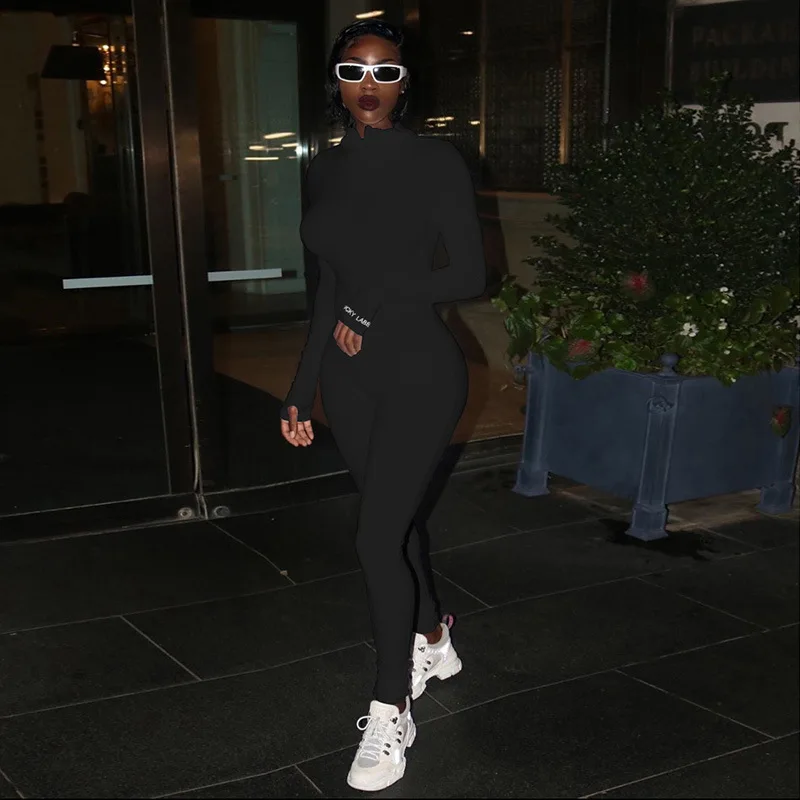 White Black Knitted Sexy Bodycon Jumpsuit Women Overalls 2020 Long Sleeve Skinny Rompers Womens Jumpsuit Female