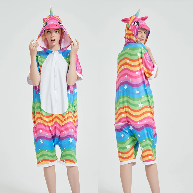 New Animal Unicorn Pajamas Adults Summer Sleepwear Kigurumi Panda Unicorn Pyjamas Women Onesie Anime Costumes Onepiece Jumpsuit