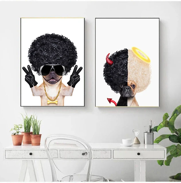 Toile de chien de boxe de Style nordique sans cadre, affiche d'art imprimée, peinture animal – Image 3
