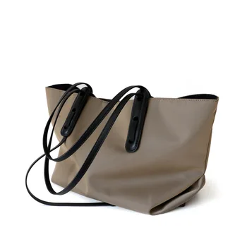 

2020 New Style Cowhide with Oxford Cloth Large-Volume Tote Bag Casual Versatile Handbag Commuting Single-shoulder Bag for Women