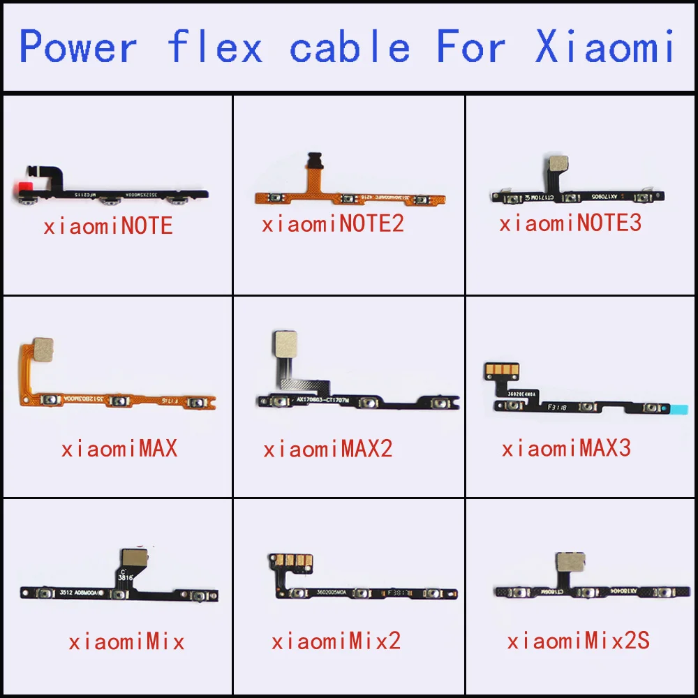 

For Xiaomi Note Max Mix Power On Off Button Switch Flex Cable Switch On Off Volume Switch Flex Cable
