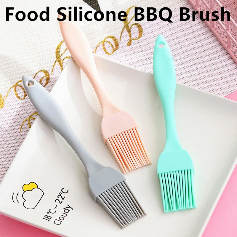 

1PC BBQ Brush Food Silicone Baking Cookware Kitchen Utensil Barbecue Tool Solid Small Frosted Handle Brush