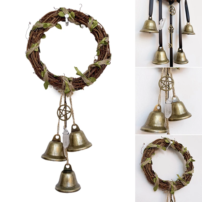 

Wind Chime Rattan Weaving Rope Ring Vintage Mysterious Decoration For Door Window Balcony