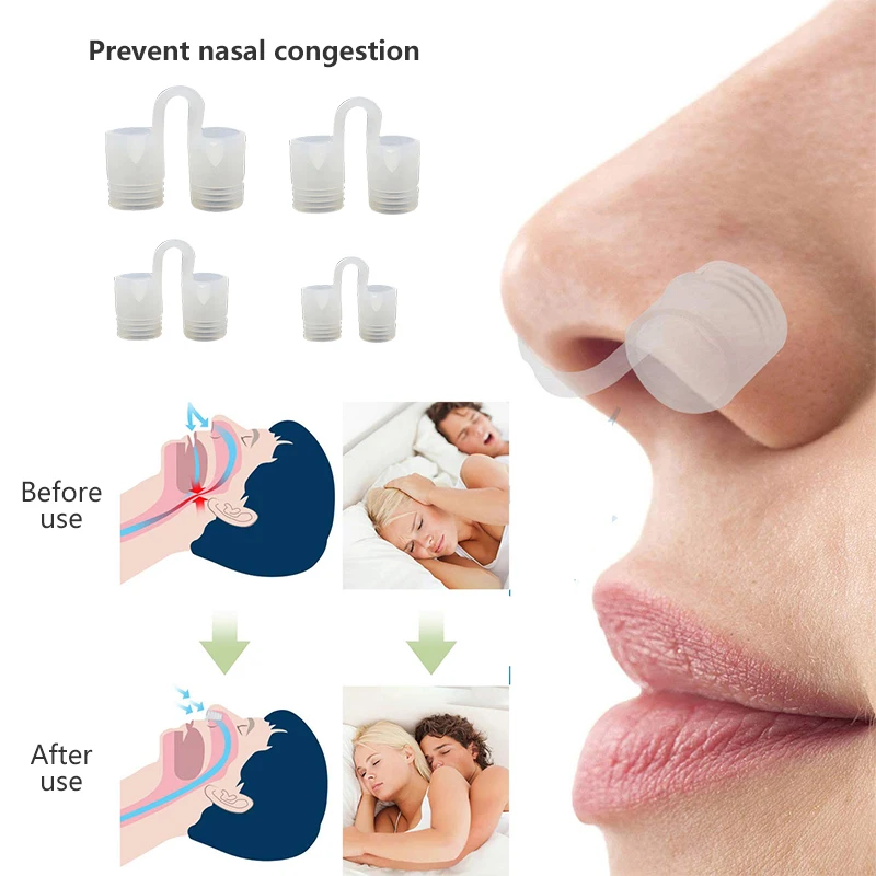 4 Pcs Stop Snoring Kit Nose Clip Silicone Antisnoring Nose Vents Sleep