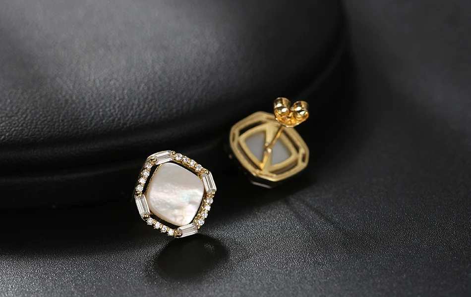 ORSA JEWELS Pure 925 Shell& AAAA циркон серьги гвоздики для женщин Аутентичное Стерлинговое серебро серьги милые романтические Драгоценности SE169
