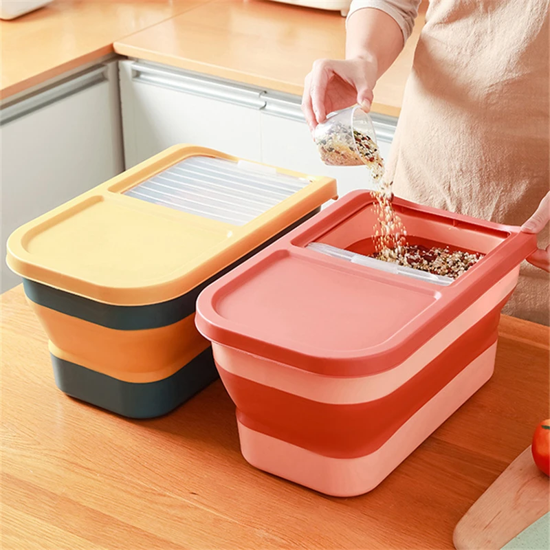 2.5/3.5/5.5KG Plastic Rice Bucket Bulk Cereals Jars Grains Storage Box Case  Food Container Spice Organizer Kitchen Accessories