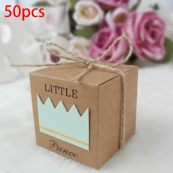 

50pcs Baby Birthday Sweet Candy Gift Box Baptism Party Christening Decor Merry Christmas Guests Packaging Boxes