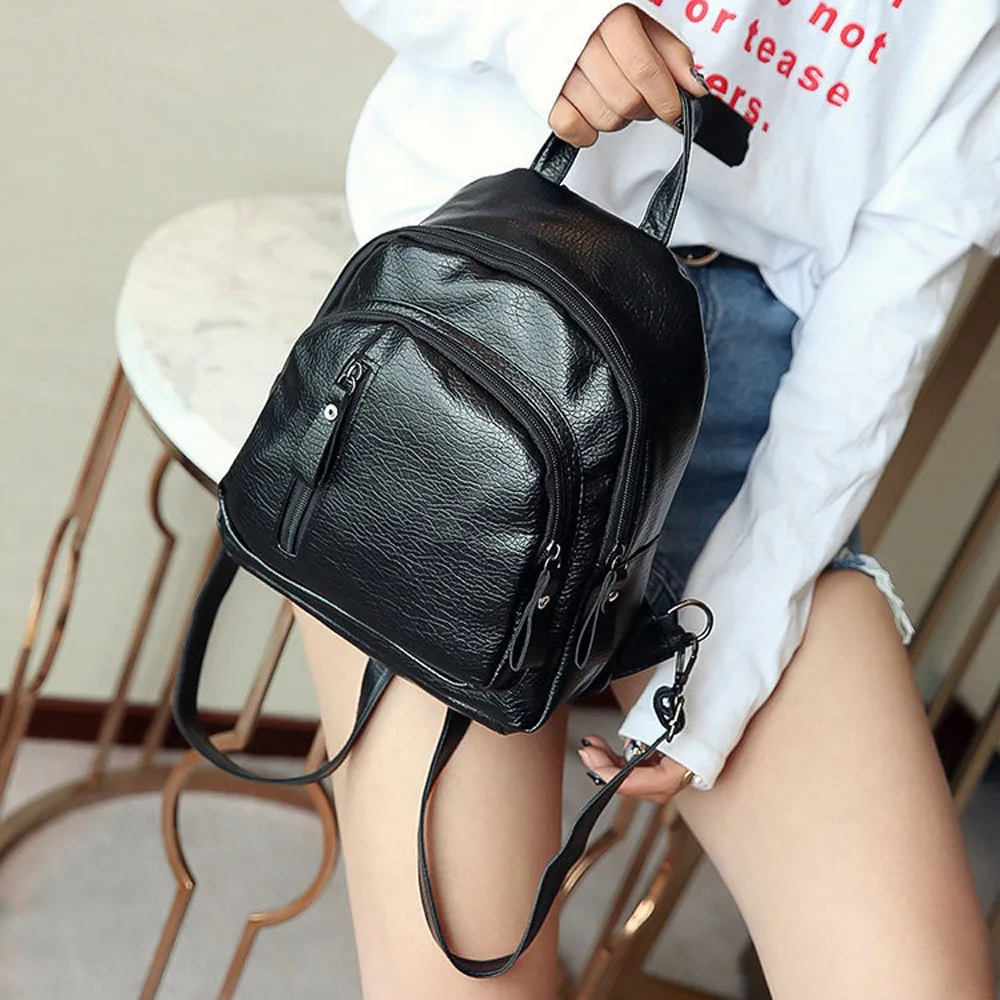 

Backpack PU Shoulder Bag For Women Teenage Girls Multi-Function Small School Backpack For Female Mochila Mujer Femininas#25