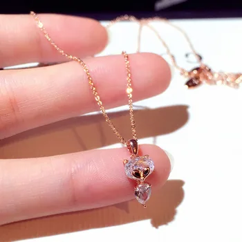 

2020 Rose Gold Silver Color Animal Fox Pendant Necklaces Crystal Chain Necklace For Women collares de moda 2020 bijoux femme