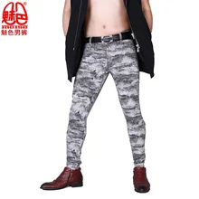 Узкие брюки-карандаш размера плюс, мужские облегающие брюки в ковбойском стиле, камуфляжные штаны для бега, Лайкра, Хлопок, эластичные эротические леггинсы