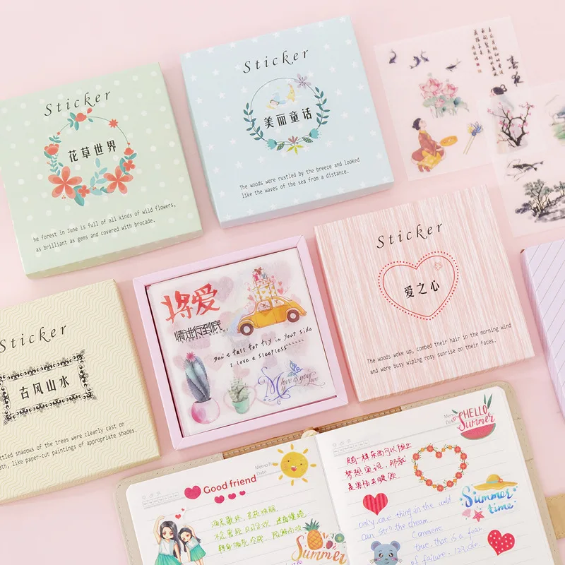 

16 pcs/box Cartoon Washi Sticker Watercolor Decoration DIY Diary Scrapbooking Label Stickers Stationery gift school supplies