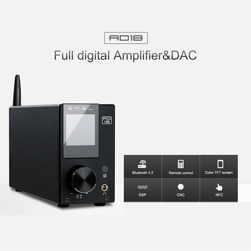 US $144.99 SMSL AD18 Audio Digital Amplifier Bluetooth 42 USB DAC Amplifier Player DAC Hifi Power Amplifier 21Stereo Professional 80W Amp