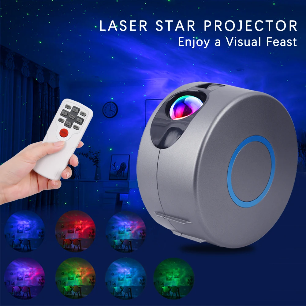 

Laser Starry Sky Projector Night Light 7 Colors 360 Degree Rotation Galaxy Projection Lamp Ambient Bedroom Night Lighting