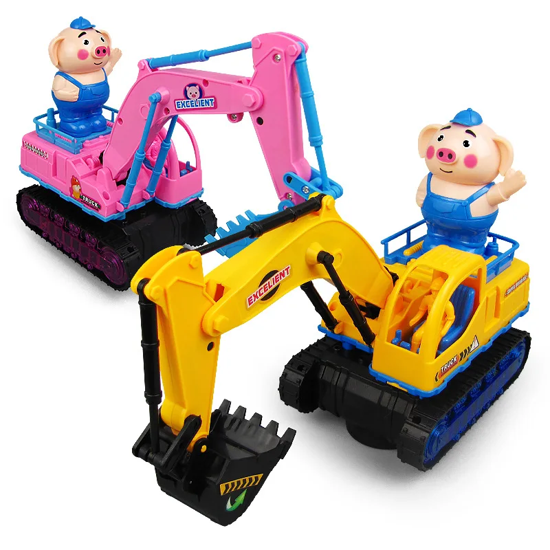 

New Style Seagrass Pigskin Electric Universal Flash Music Excavator Engineering Vehicle Children Hook Machine Toy Car Stall Whol