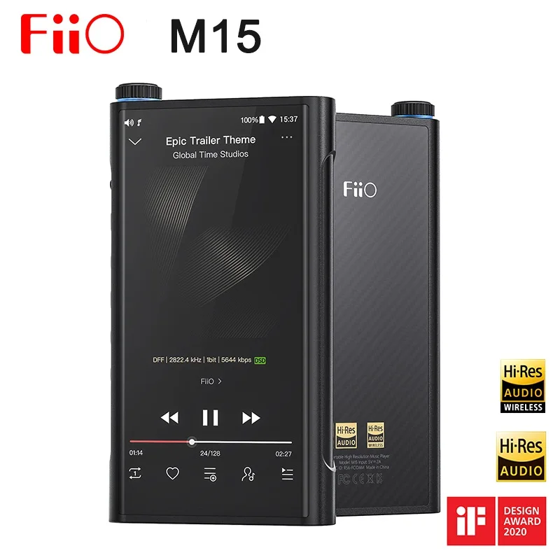 FiiO M15 флагманский Android Dual AK4499 Hi-Res переносной музыкальный плеер MP3 USB DAC,Samsung Exynos7872,XMOS XUF208,DSD512 768 кГц/32 бит