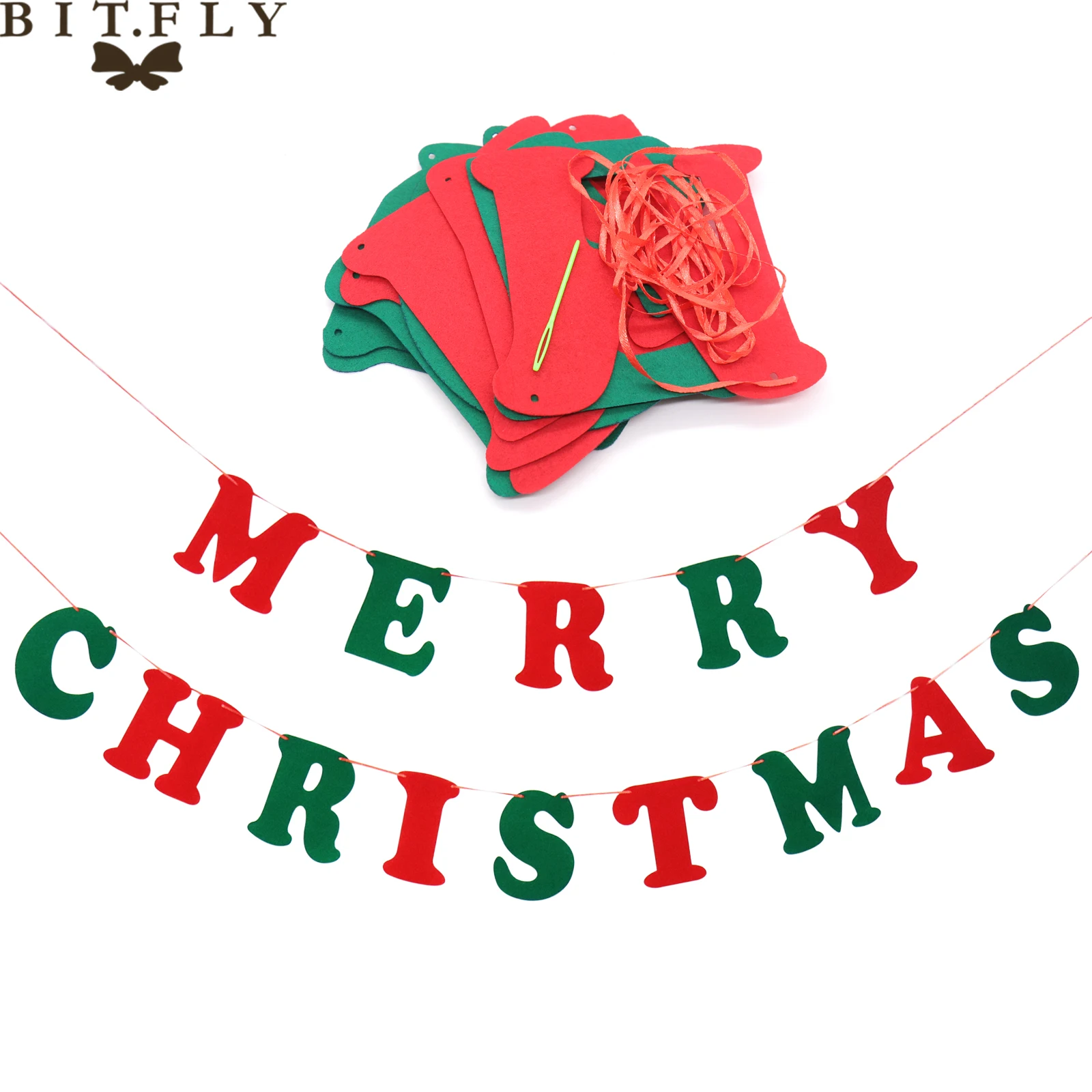 

2.5m Merry Christmas banners festival party hanging decorations backdrop DIY decoration Christmas home decoration felt banner