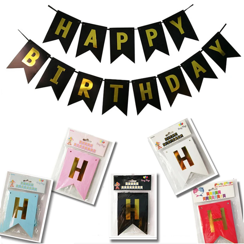 happy birthday banner with shiny gold letters birthday baby shower congratulation party supplies decoration flag banners streamers confetti aliexpress