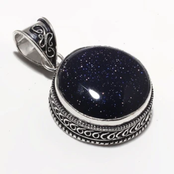 

Genuine Blue Sunstone Pendant Silver Overlay over Copper , Hand made Women Jewelry gift, P8837