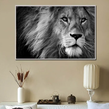 

MUTU Decorative Animal Painting Lion Pictures Canvas Print Wall Pictures for Living Room Black and White Modern Posters Print