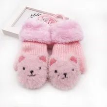 1 пара милых детских перчаток с героями мультфильмов, теплые перчатки для мальчиков и девочек на зиму и осень, вязаные плотные детские варежки на палец#3