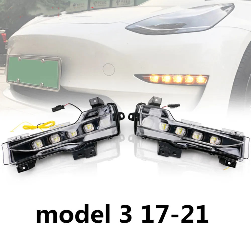 12v Led Daytime Running Light Front Fog Light Flowing Turn Signal For