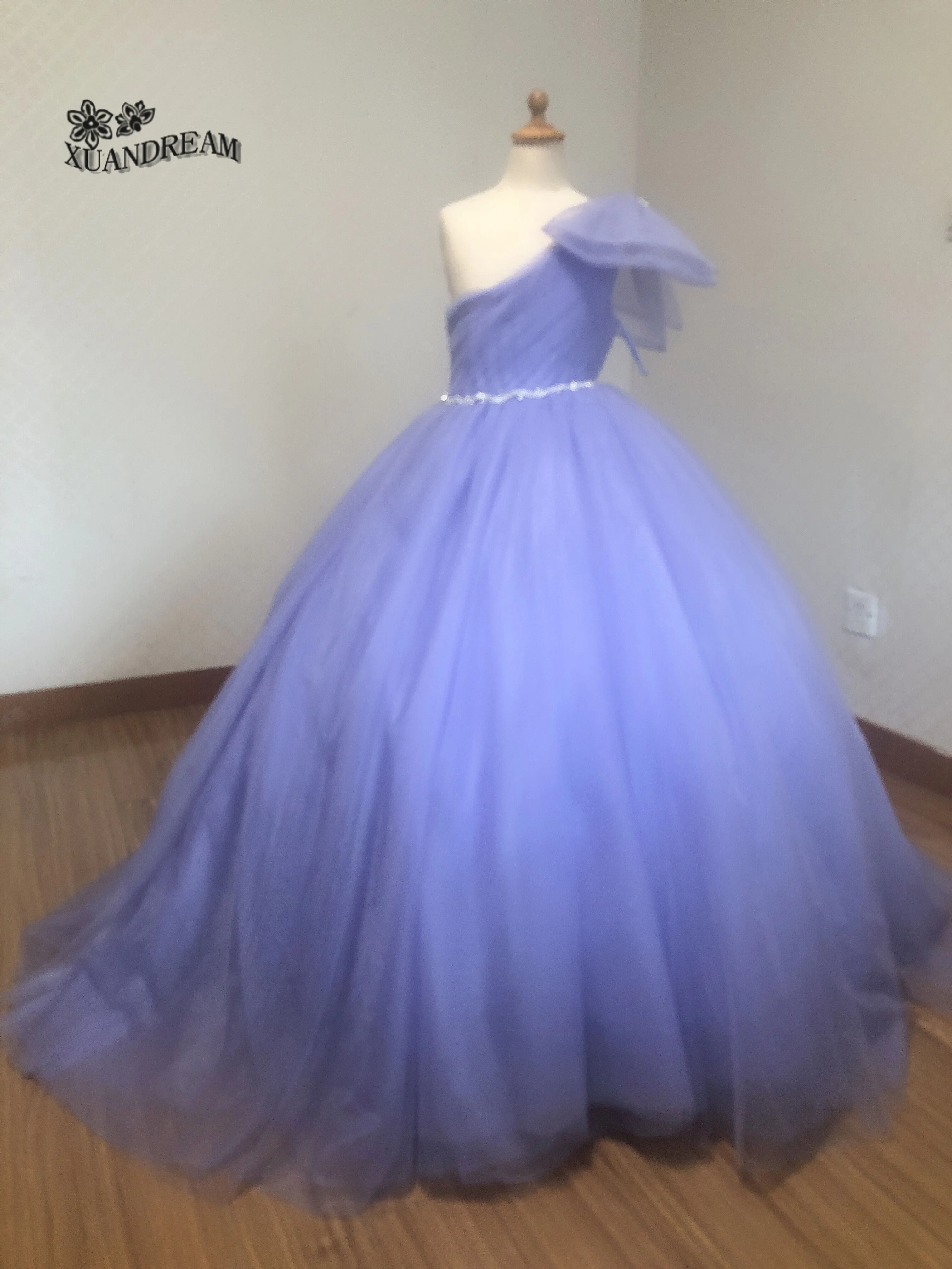 Cheap real photo primera comunion vestidos de 2019 one shoulder with big bow simple flower girl dresses XD-011 | Свадьбы и торжества