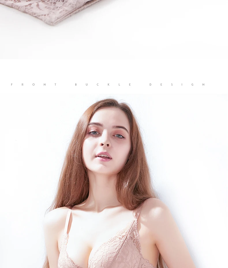 PAERLAN 5/8 Cup Small Chest Lace Bra Without Steel Ring Adjustment Sexy Fixed Shoulder Strap Underwear
