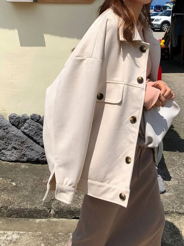 

Suede Motorcycle Jacket Loose Casual Unisex Short Jacket Women's