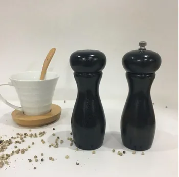 

Bowling Shaped Pepper mill & shaker Set,Rubber Wood, NC Black Color, 6 inch