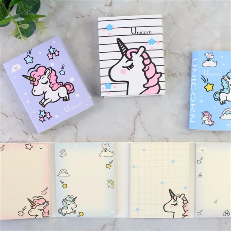 

Cute Cartoon Unicorn Party Memo Pad 4 Folding N Times Sticky Paper Notes Memo Notepad Bookmark Writing Pads Gift Stationery