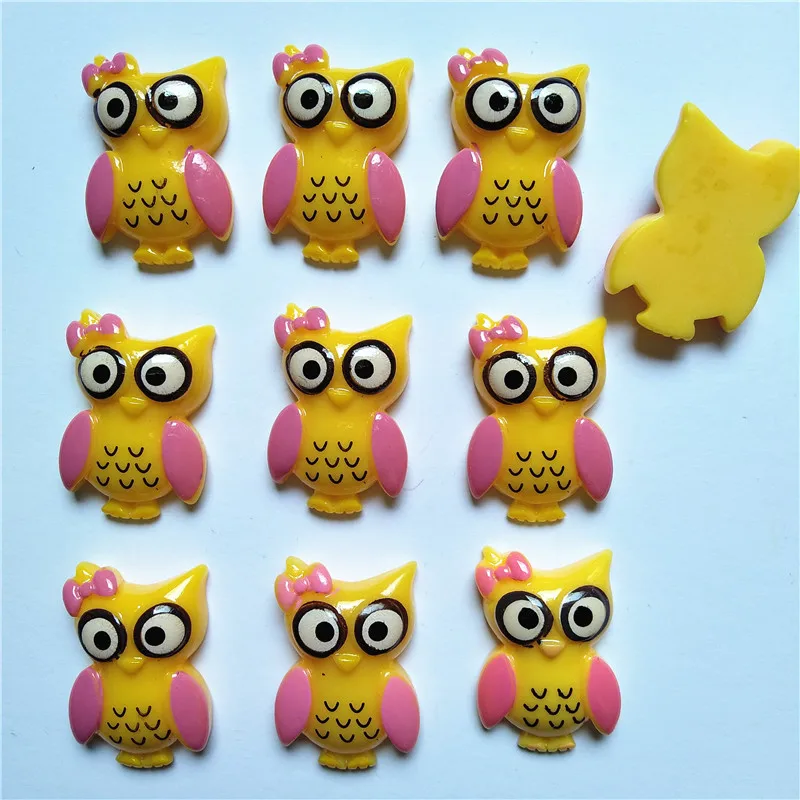 30 pieces of owl flat back resin convex round scrapbook DIY handmade craft accessories